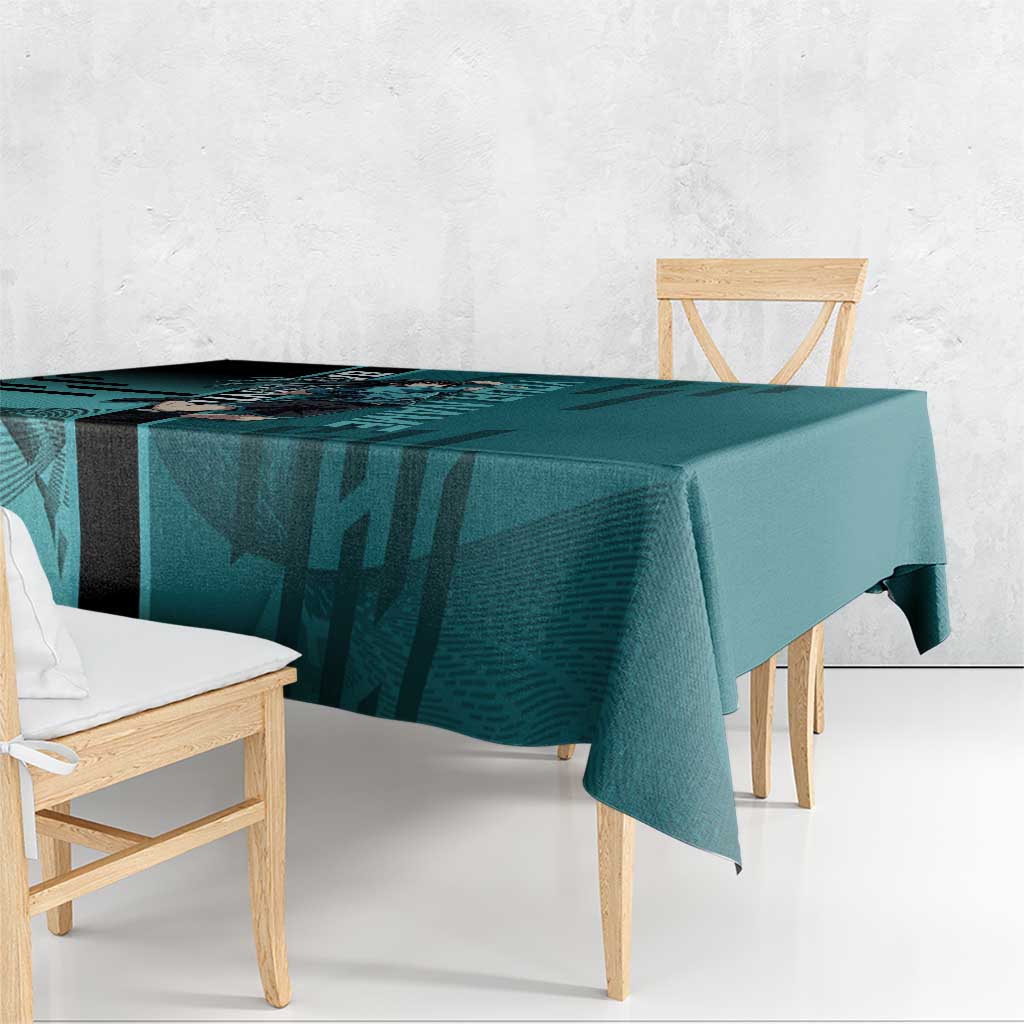 Personalized Tokito Muichiro Demon Slayer Badminton Tablecloth with Racket Action Pose and Teal Black Graphic Design - The Mazicc