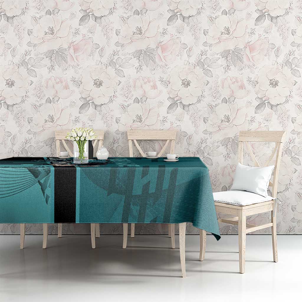 Personalized Tokito Muichiro Demon Slayer Badminton Tablecloth with Racket Action Pose and Teal Black Graphic Design - The Mazicc