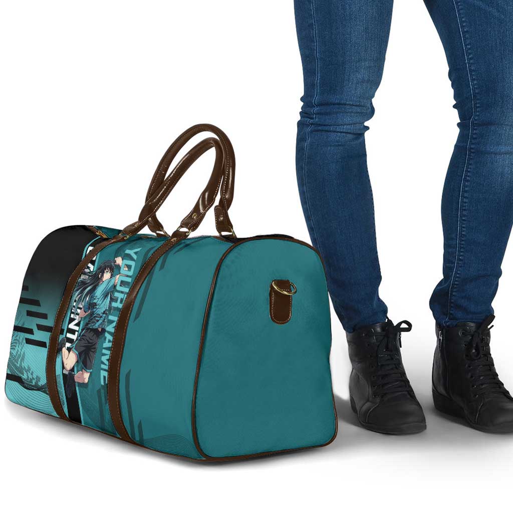 Personalized Tokito Muichiro Demon Slayer Badminton Travel Bag with Racket Action Pose and Teal Black Graphic Design - The Mazicc