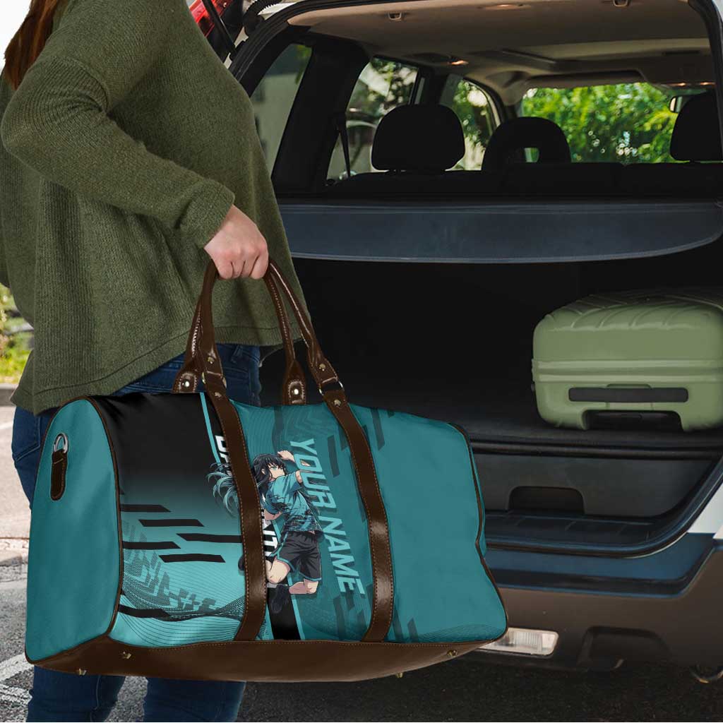 Personalized Tokito Muichiro Demon Slayer Badminton Travel Bag with Racket Action Pose and Teal Black Graphic Design - The Mazicc