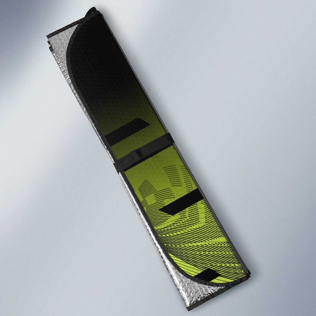 Personalized Gyomei Himejima Demon Slayer Badminton Auto Sun Shade with Racket Action Pose and Green Black Graphic Design - The Mazicc