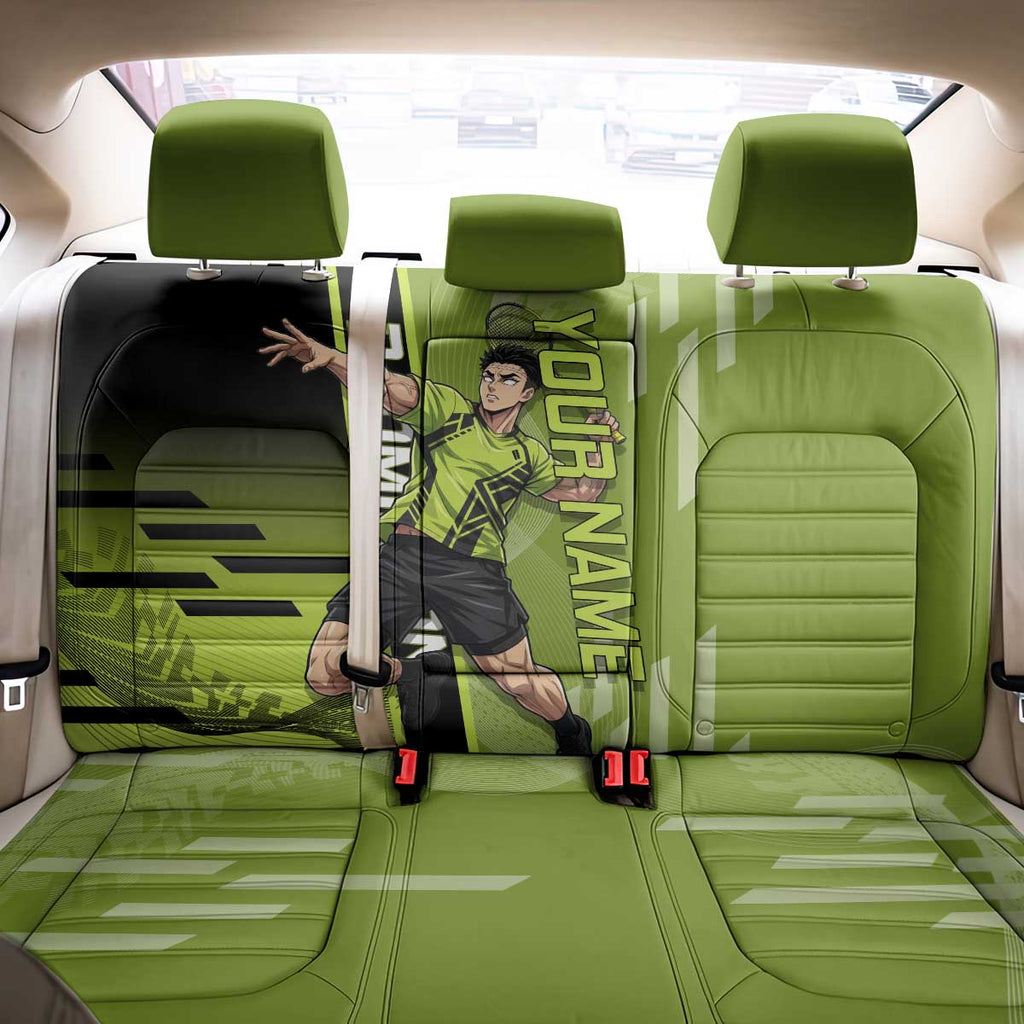 Personalized Gyomei Himejima Demon Slayer Badminton Back Car Seat Cover with Racket Action Pose and Green Black Graphic Design - The Mazicc