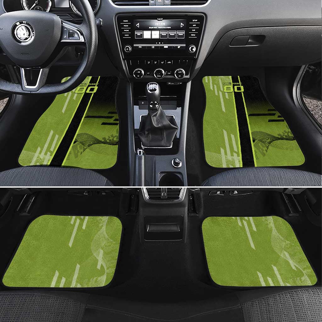 Personalized Gyomei Himejima Demon Slayer Badminton Car Mats with Racket Action Pose and Green Black Graphic Design - The Mazicc