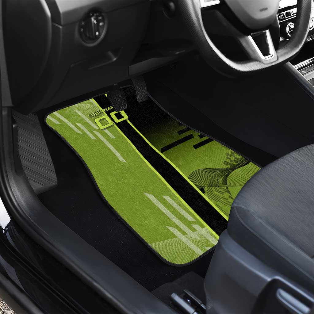 Personalized Gyomei Himejima Demon Slayer Badminton Car Mats with Racket Action Pose and Green Black Graphic Design - The Mazicc