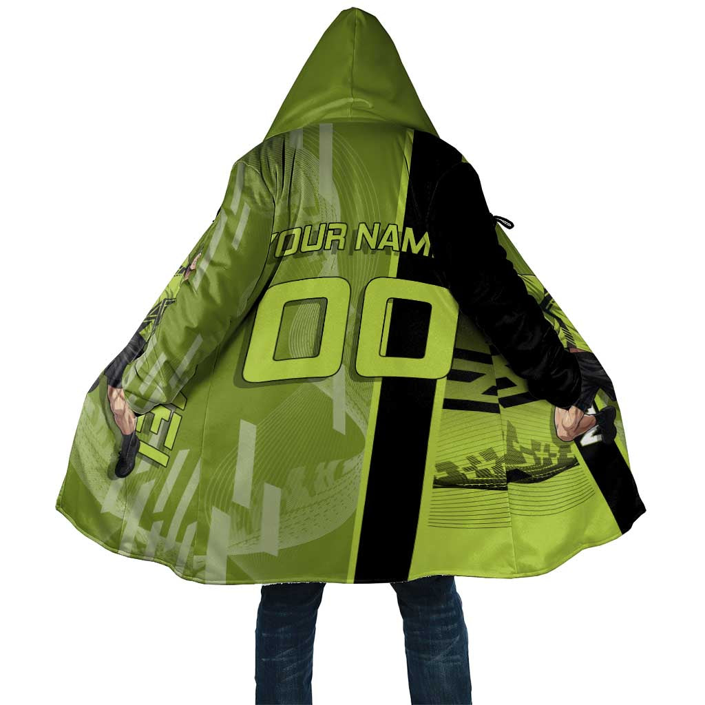 Personalized Gyomei Himejima Demon Slayer Badminton Cloak with Racket Action Pose and Green Black Graphic Design - The Mazicc