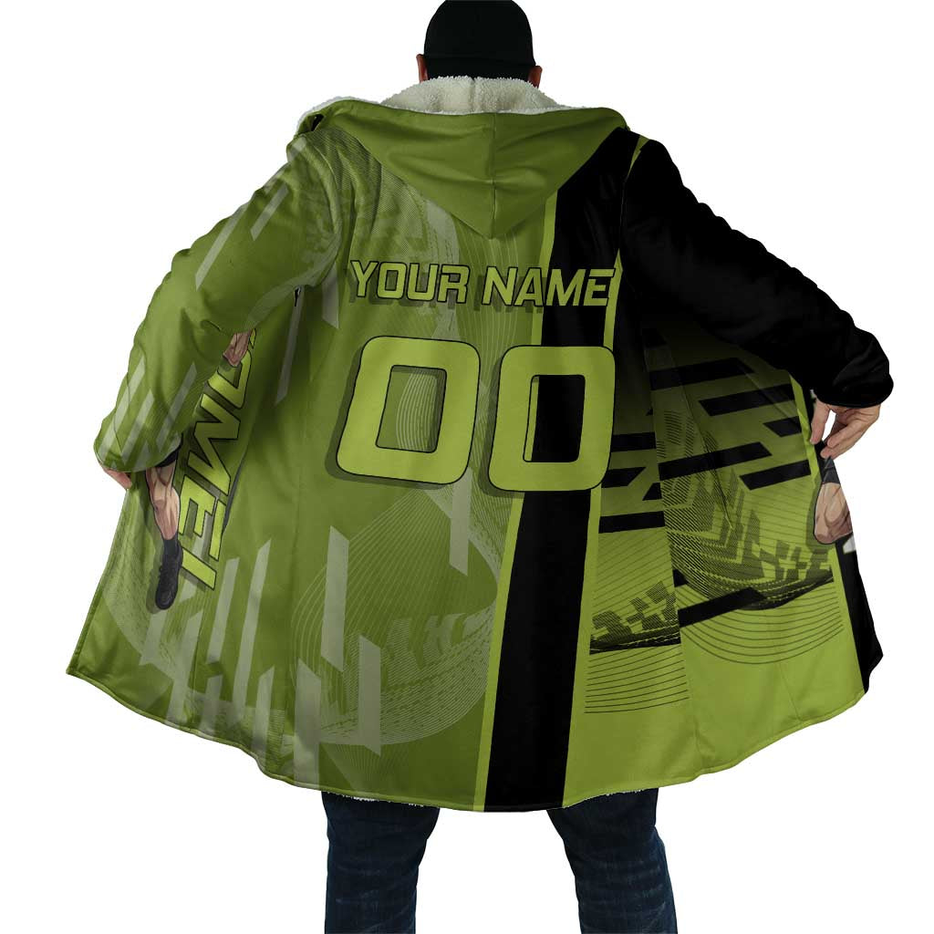Personalized Gyomei Himejima Demon Slayer Badminton Cloak with Racket Action Pose and Green Black Graphic Design - The Mazicc