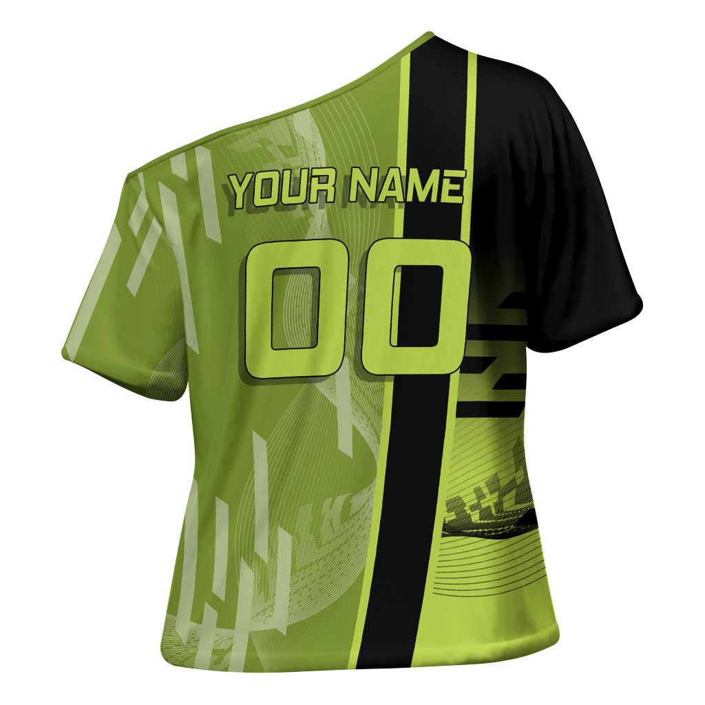 Personalized Gyomei Himejima Demon Slayer Badminton Cross Shoulder Shirt with Racket Action Pose and Green Black Graphic Design - The Mazicc