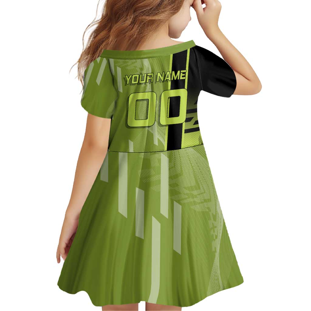 Personalized Gyomei Himejima Demon Slayer Badminton Family Matching Mermaid Dress and Hawaiian Shirt with Racket Action Pose and Green Black Graphic Design