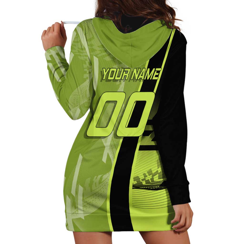 Personalized Gyomei Himejima Demon Slayer Badminton Hoodie Dress with Racket Action Pose and Green Black Graphic Design - The Mazicc