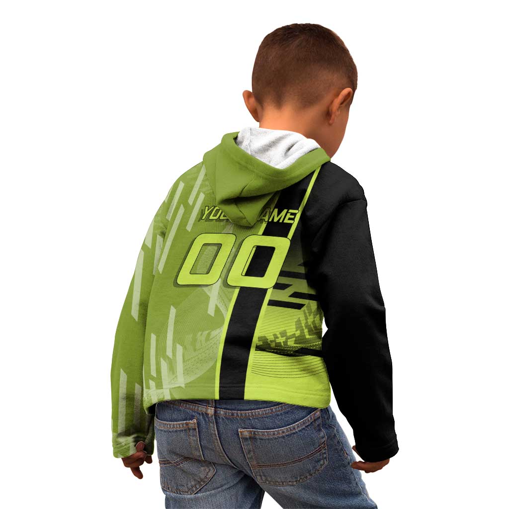 Personalized Gyomei Himejima Demon Slayer Badminton Kid Hoodie with Racket Action Pose and Green Black Graphic Design - The Mazicc