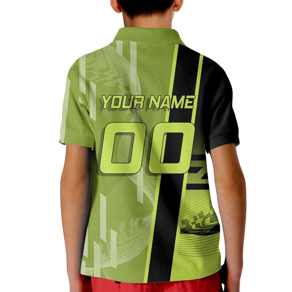 Personalized Gyomei Himejima Demon Slayer Badminton Kid Polo Shirt with Racket Action Pose and Green Black Graphic Design - The Mazicc