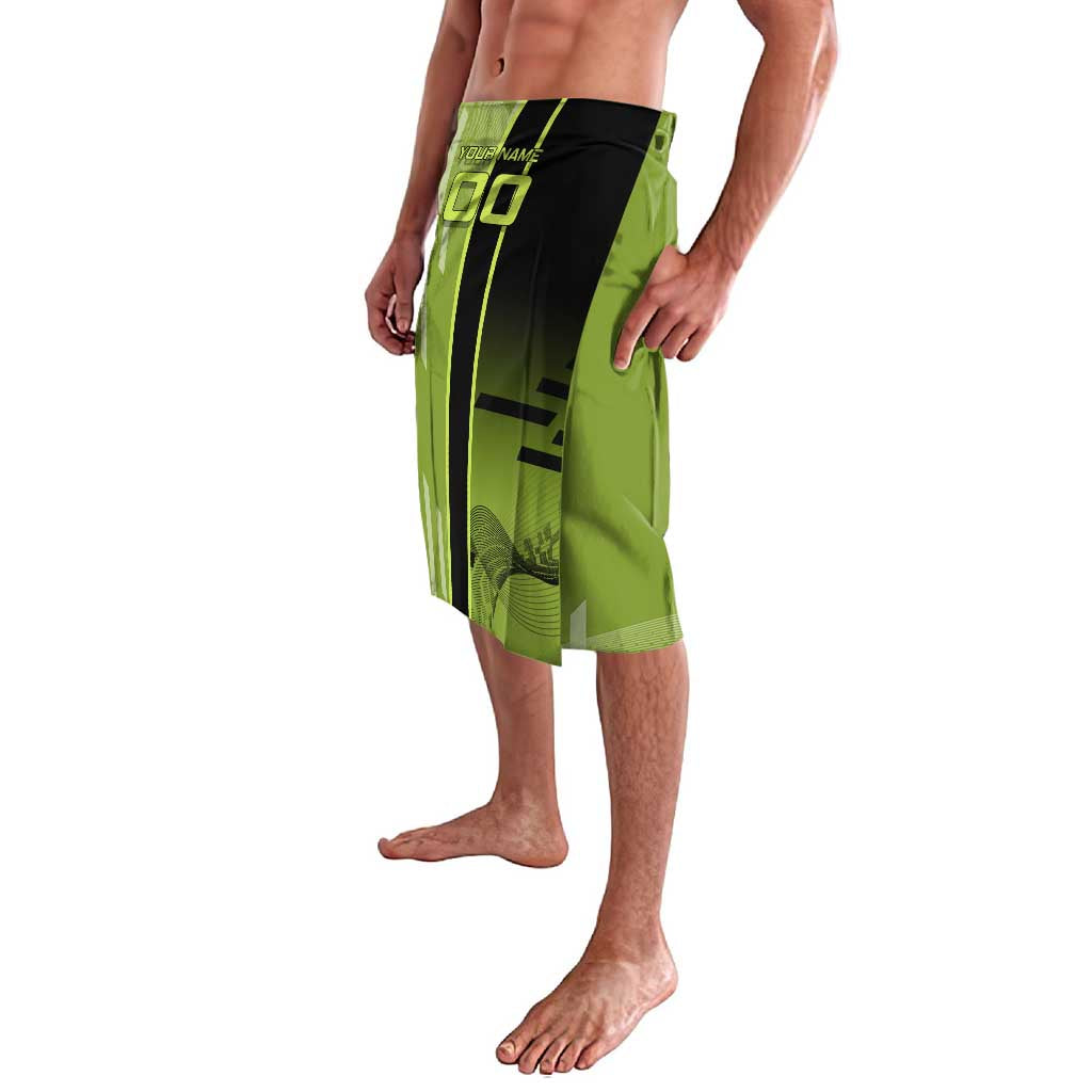 Personalized Gyomei Himejima Demon Slayer Badminton Lavalava with Racket Action Pose and Green Black Graphic Design - The Mazicc