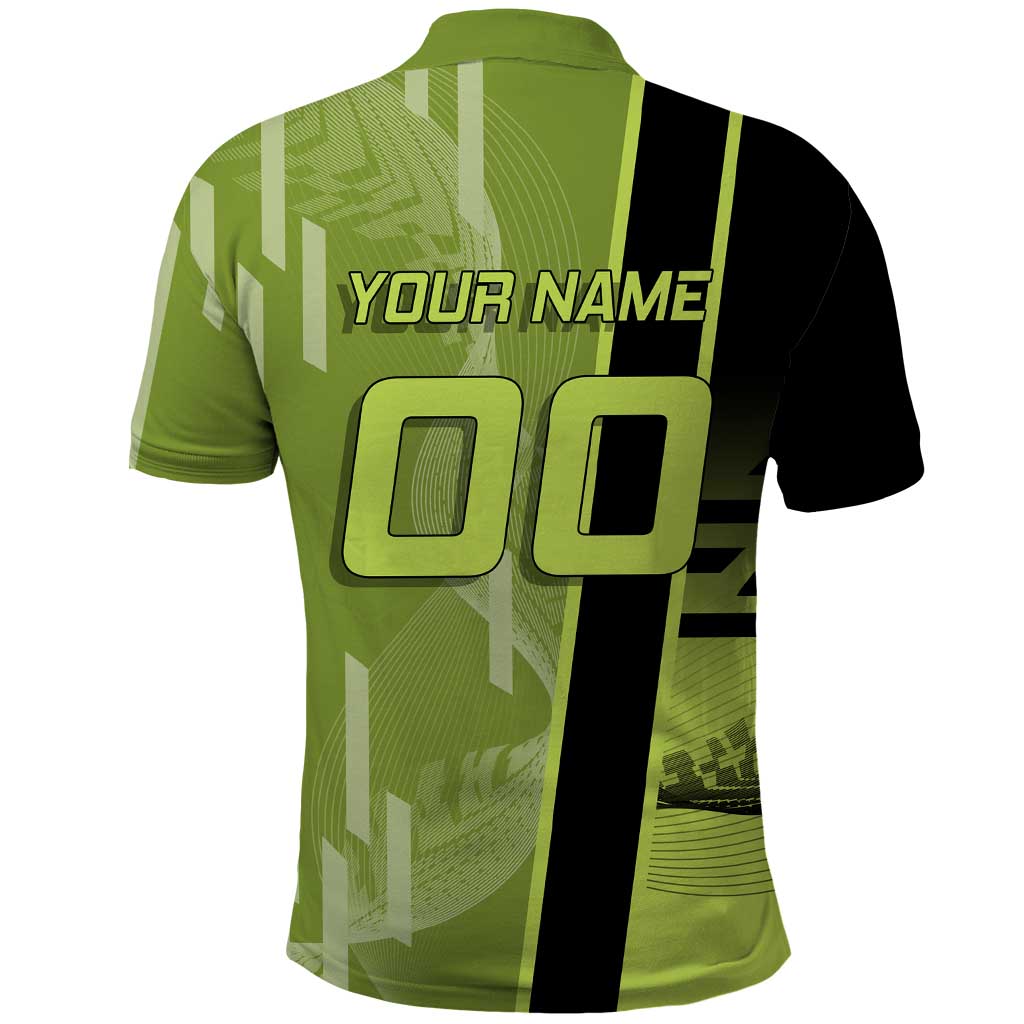 Personalized Gyomei Himejima Demon Slayer Badminton Polo Shirt with Racket Action Pose and Green Black Graphic Design - The Mazicc