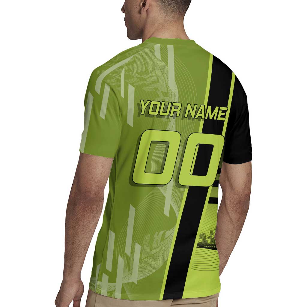 Personalized Gyomei Himejima Demon Slayer Badminton Rugby Jersey with Racket Action Pose and Green Black Graphic Design - The Mazicc