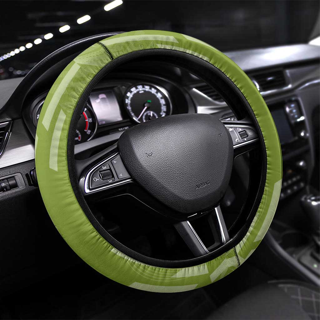 Gyomei Himejima Demon Slayer Badminton Steering Wheel Cover with Racket Action Pose and Green Black Graphic Design - The Mazicc