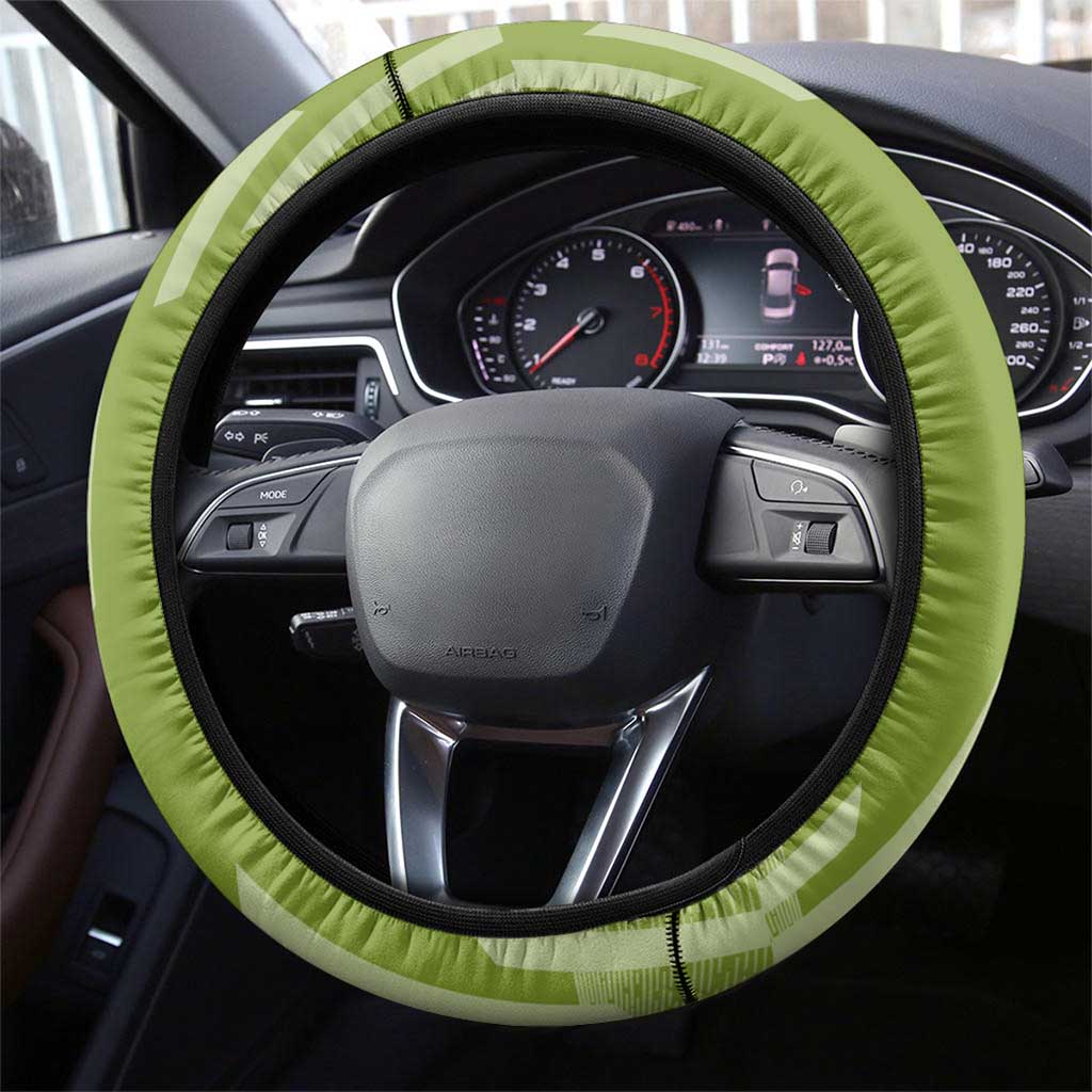 Gyomei Himejima Demon Slayer Badminton Steering Wheel Cover with Racket Action Pose and Green Black Graphic Design - The Mazicc