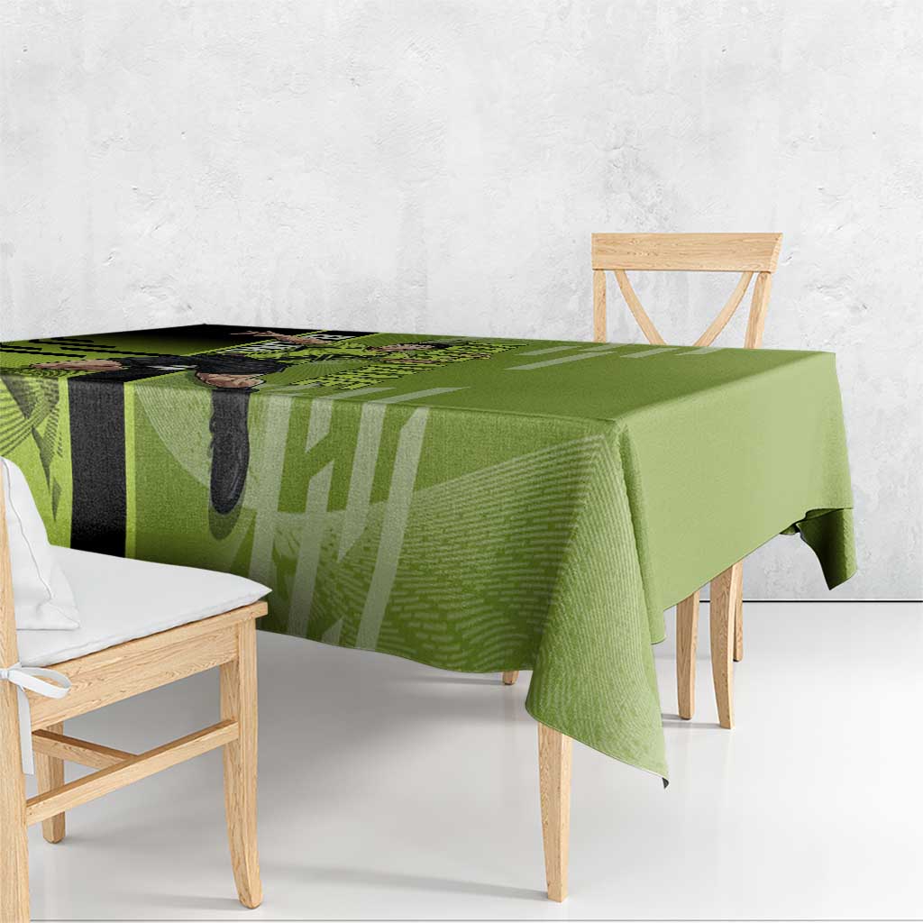 Personalized Gyomei Himejima Demon Slayer Badminton Tablecloth with Racket Action Pose and Green Black Graphic Design - The Mazicc