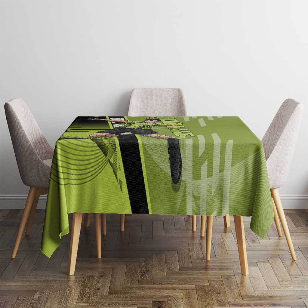 Personalized Gyomei Himejima Demon Slayer Badminton Tablecloth with Racket Action Pose and Green Black Graphic Design - The Mazicc