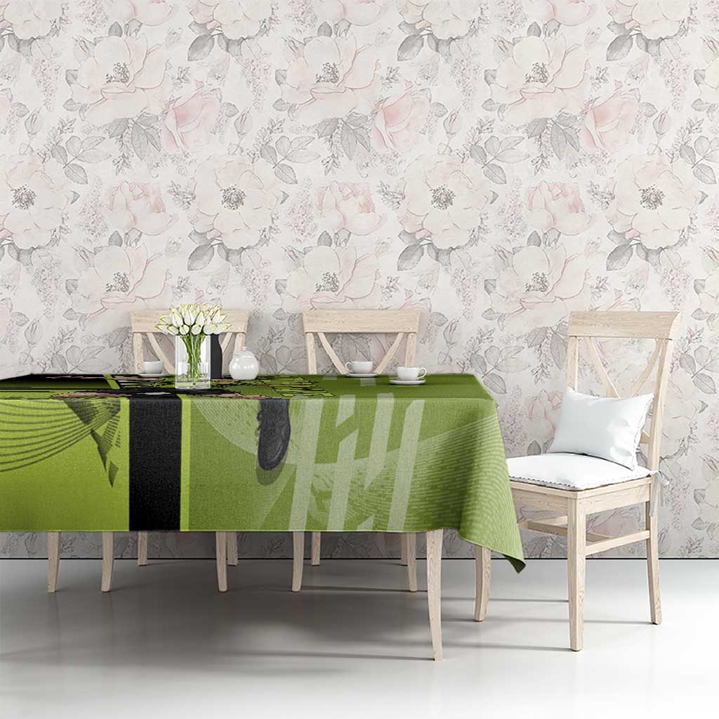 Personalized Gyomei Himejima Demon Slayer Badminton Tablecloth with Racket Action Pose and Green Black Graphic Design - The Mazicc