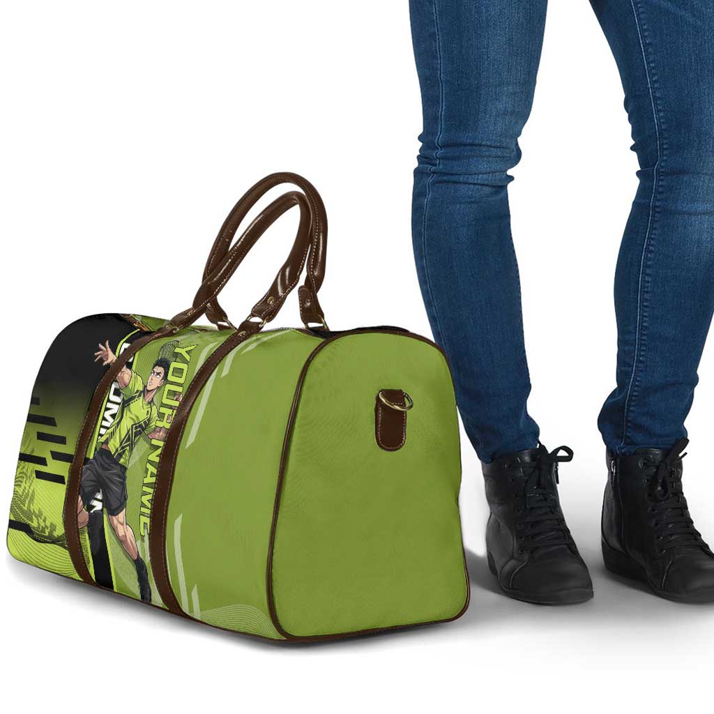 Personalized Gyomei Himejima Demon Slayer Badminton Travel Bag with Racket Action Pose and Green Black Graphic Design - The Mazicc