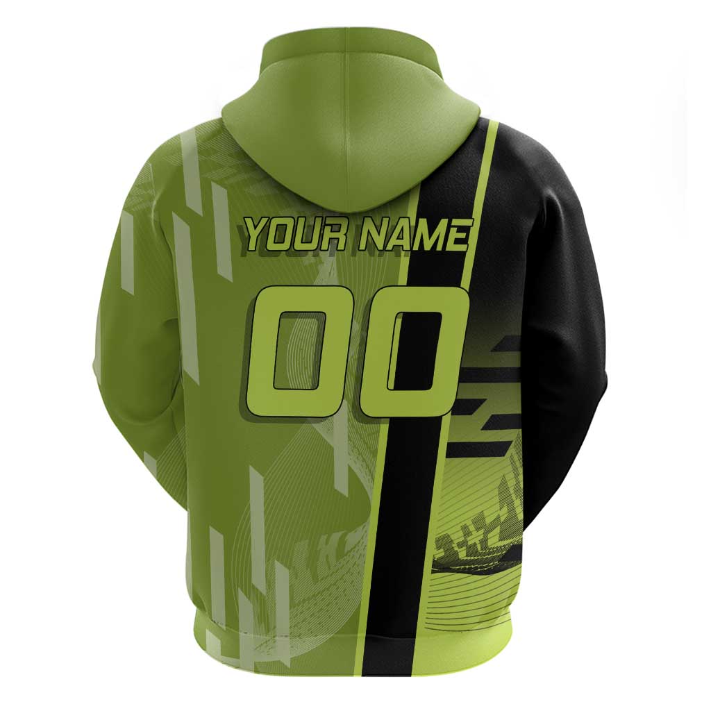 Personalized Gyomei Himejima Demon Slayer Badminton Zip Hoodie with Racket Action Pose and Green Black Graphic Design - The Mazicc