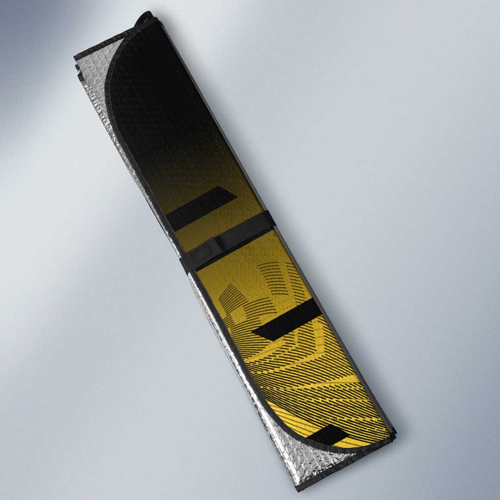 Personalized Rengoku Anime Badminton Theme Auto Sun Shade with Racket Action Pose and Fiery Yellow Black Graphic Design - The Mazicc