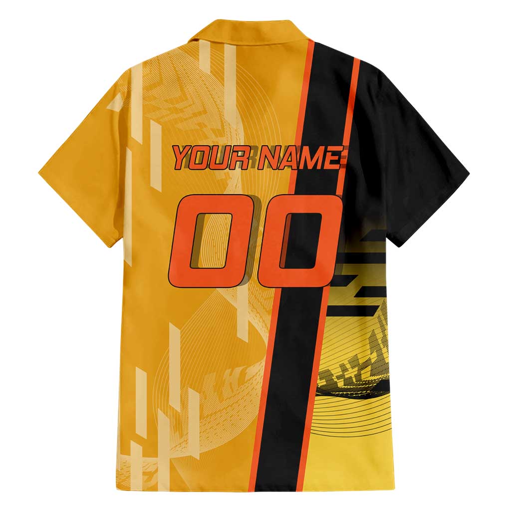 Personalized Rengoku Anime Badminton Theme Family Matching Long Sleeve Bodycon Dress and Hawaiian Shirt with Racket Action Pose and Fiery Yellow Black Graphic Design