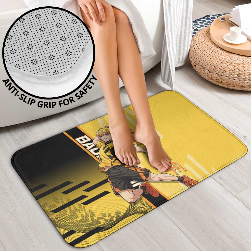 Personalized Zenitsu Agatsuki Demon Slayer Badminton Theme Bathroom Set with Racket Action Pose and Yellow Black Graphic Design - The Mazicc