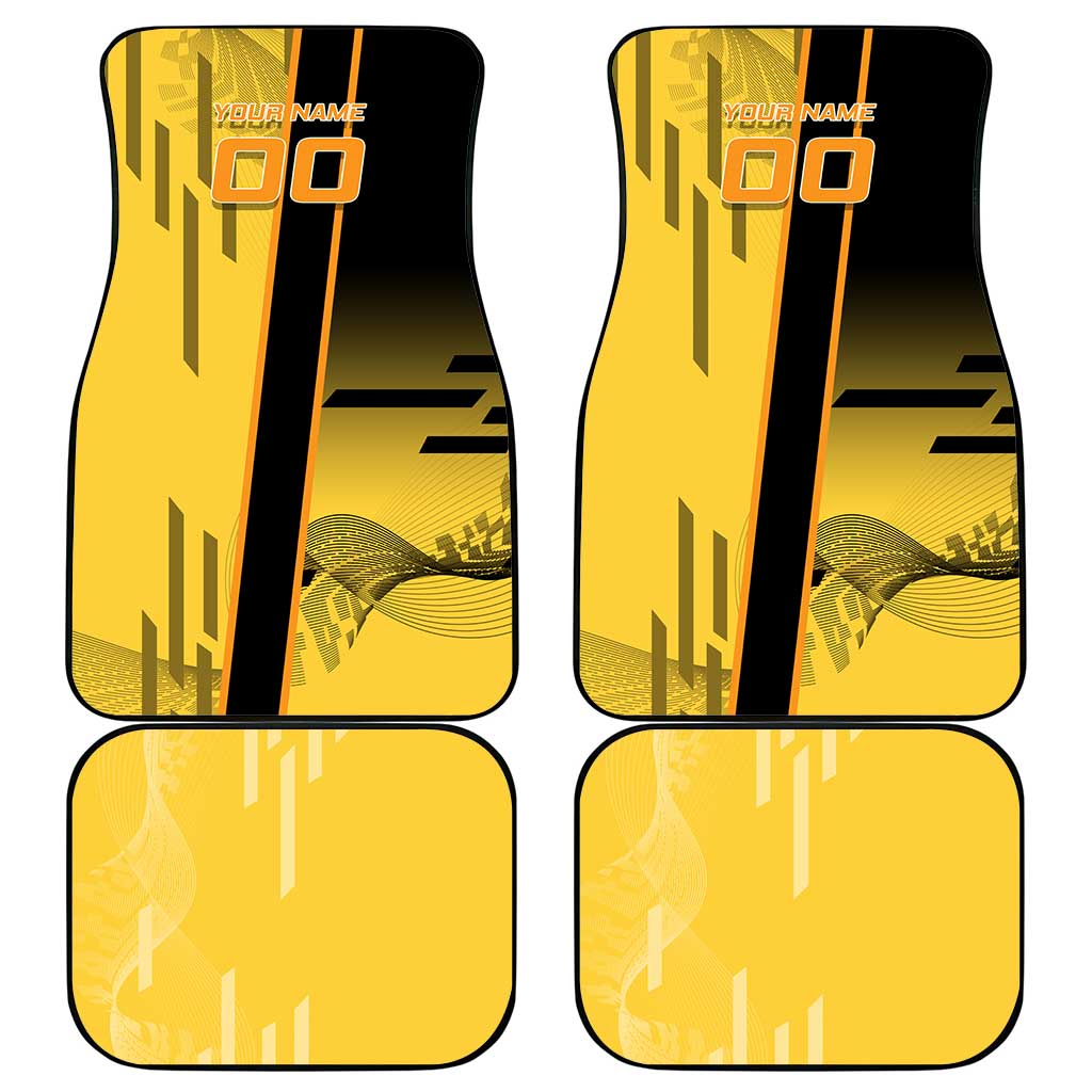 Personalized Zenitsu Agatsuki Demon Slayer Badminton Theme Car Mats with Racket Action Pose and Yellow Black Graphic Design - The Mazicc