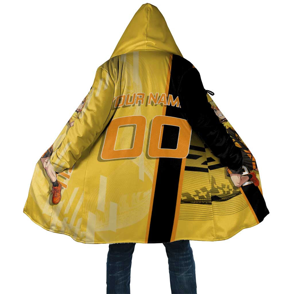 Personalized Zenitsu Agatsuki Demon Slayer Badminton Theme Cloak with Racket Action Pose and Yellow Black Graphic Design - The Mazicc