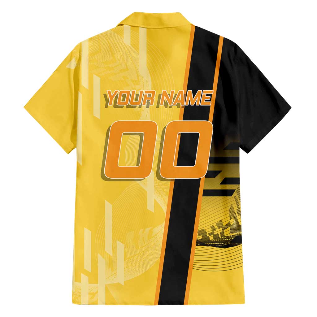 Personalized Zenitsu Agatsuki Demon Slayer Badminton Theme Family Matching Off Shoulder Short Dress and Hawaiian Shirt with Racket Action Pose and Yellow Black Graphic Design