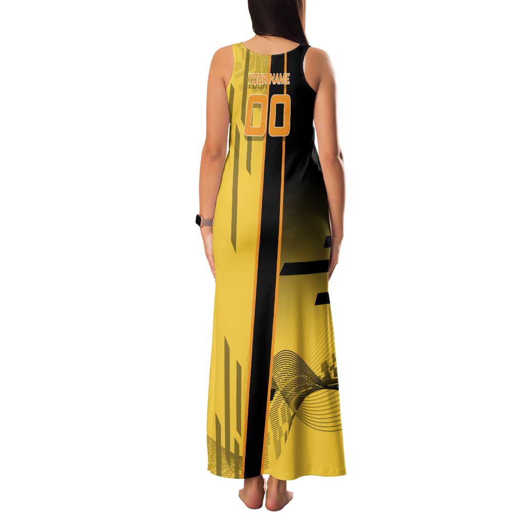 Personalized Zenitsu Agatsuki Demon Slayer Badminton Theme Family Matching Tank Maxi Dress and Hawaiian Shirt with Racket Action Pose and Yellow Black Graphic Design