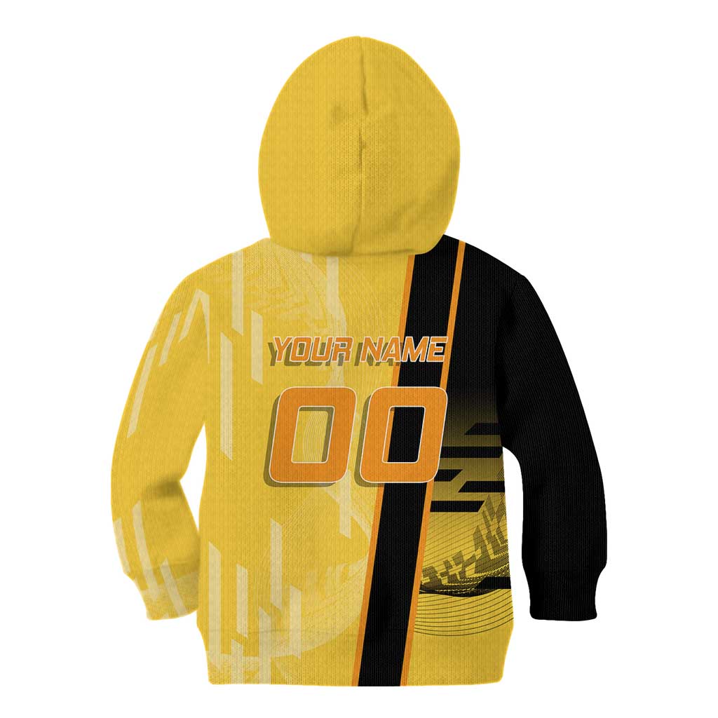 Personalized Zenitsu Agatsuki Demon Slayer Badminton Theme Kid Hoodie with Racket Action Pose and Yellow Black Graphic Design - The Mazicc