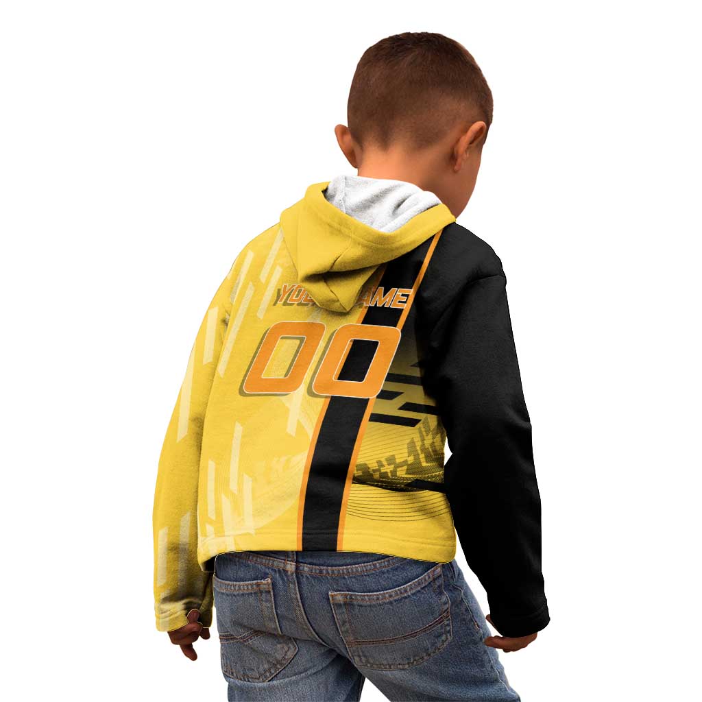 Personalized Zenitsu Agatsuki Demon Slayer Badminton Theme Kid Hoodie with Racket Action Pose and Yellow Black Graphic Design - The Mazicc