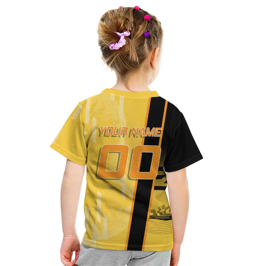 Personalized Zenitsu Agatsuki Demon Slayer Badminton Theme Kid T Shirt with Racket Action Pose and Yellow Black Graphic Design - The Mazicc