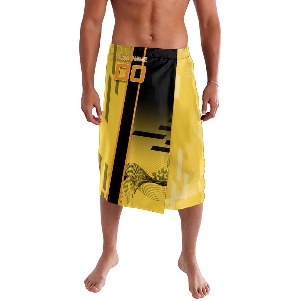 Personalized Zenitsu Agatsuki Demon Slayer Badminton Theme Lavalava with Racket Action Pose and Yellow Black Graphic Design - The Mazicc