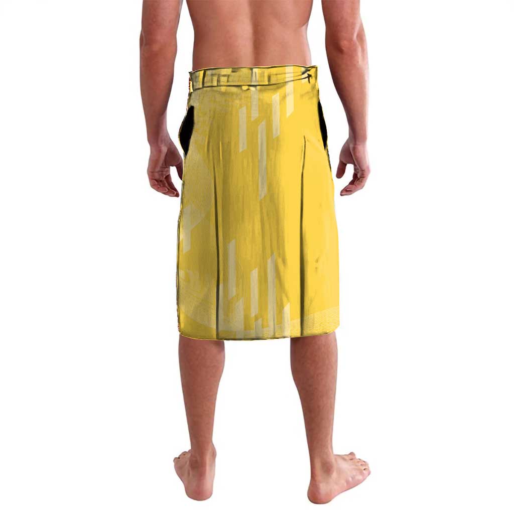 Personalized Zenitsu Agatsuki Demon Slayer Badminton Theme Lavalava with Racket Action Pose and Yellow Black Graphic Design - The Mazicc