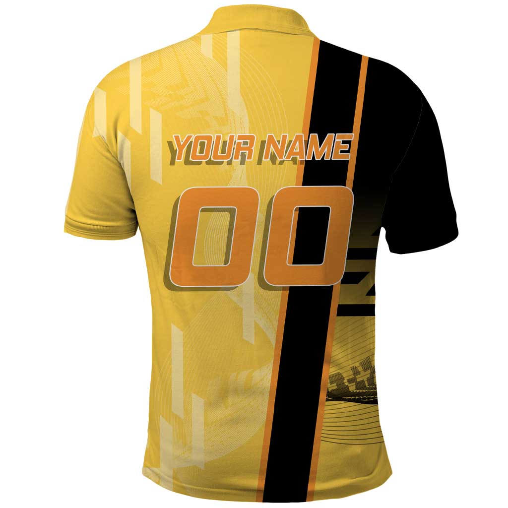 Personalized Zenitsu Agatsuki Demon Slayer Badminton Theme Polo Shirt with Racket Action Pose and Yellow Black Graphic Design - The Mazicc