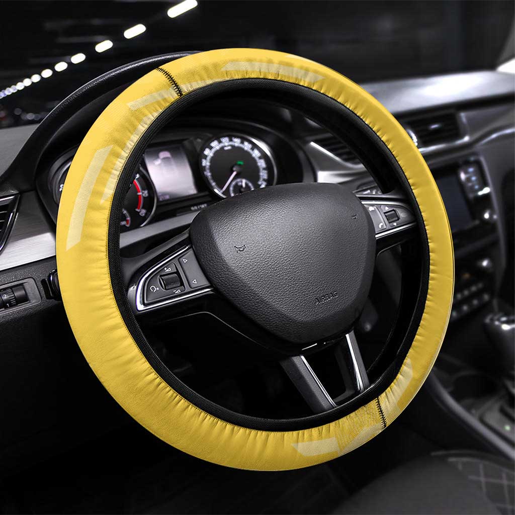 Zenitsu Agatsuki Demon Slayer Badminton Theme Steering Wheel Cover with Racket Action Pose and Yellow Black Graphic Design - The Mazicc