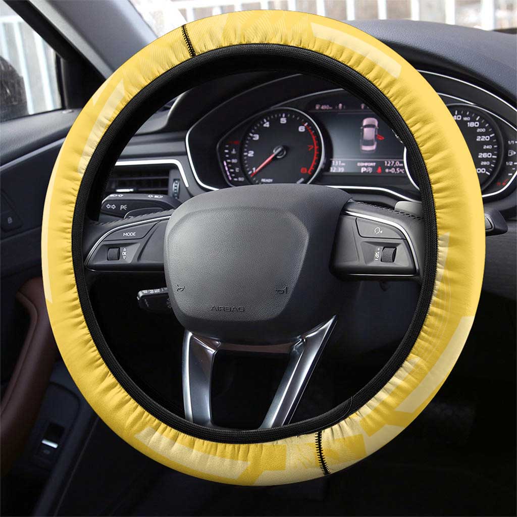 Zenitsu Agatsuki Demon Slayer Badminton Theme Steering Wheel Cover with Racket Action Pose and Yellow Black Graphic Design - The Mazicc