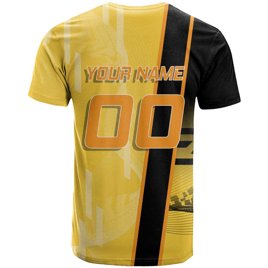 Personalized Zenitsu Agatsuki Demon Slayer Badminton Theme T Shirt with Racket Action Pose and Yellow Black Graphic Design - The Mazicc