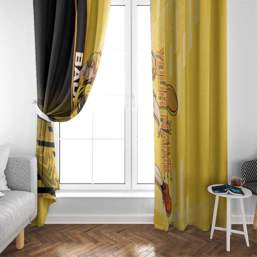 Personalized Zenitsu Agatsuki Demon Slayer Badminton Theme Window Curtain with Racket Action Pose and Yellow Black Graphic Design - The Mazicc