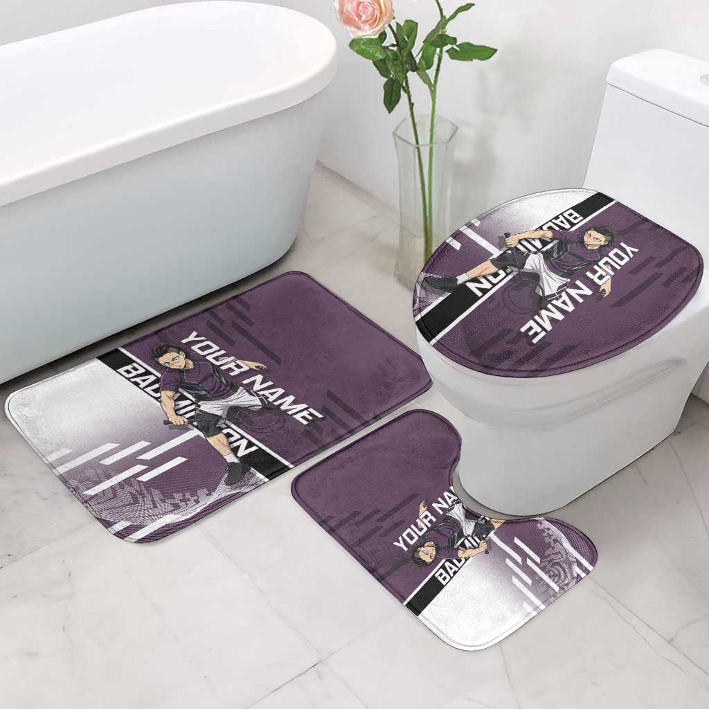 Personalized Shinazugawa Genya Demon Slayer Badminton Bathroom Set with Racket Action Pose and Purple Black Graphic Design - The Mazicc