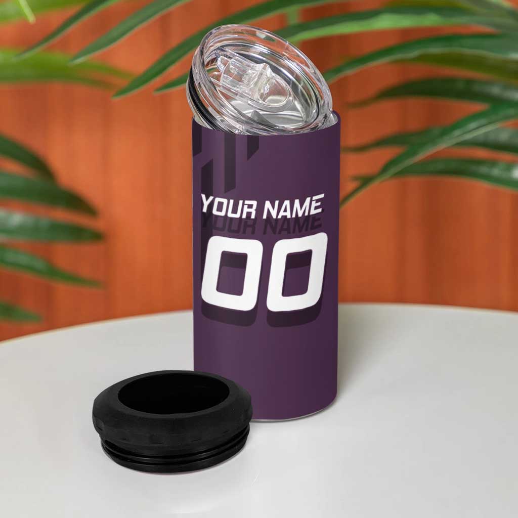 Personalized Shinazugawa Genya Demon Slayer Badminton 4 in 1 Can Cooler Tumbler with Racket Action Pose and Purple Black Graphic Design - The Mazicc
