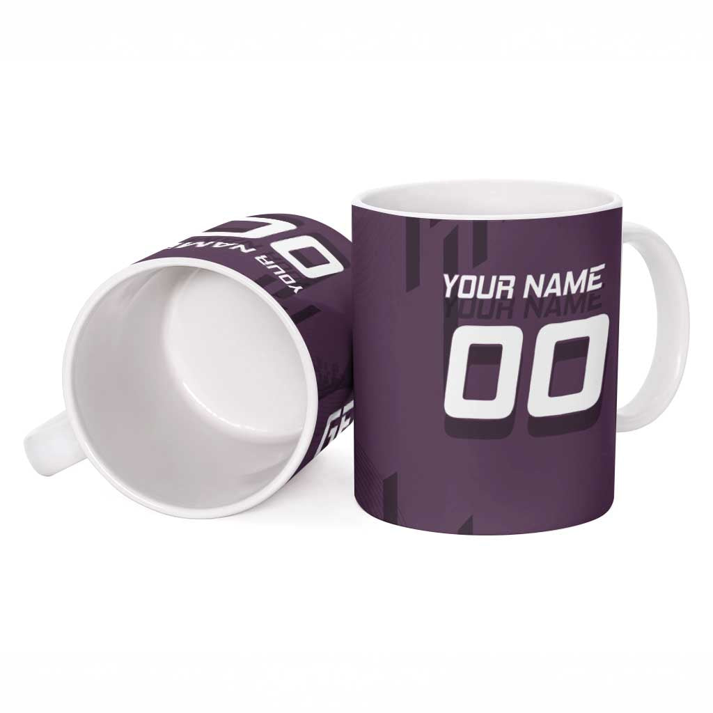 Personalized Shinazugawa Genya Demon Slayer Badminton Ceramic Mug with Racket Action Pose and Purple Black Graphic Design - The Mazicc