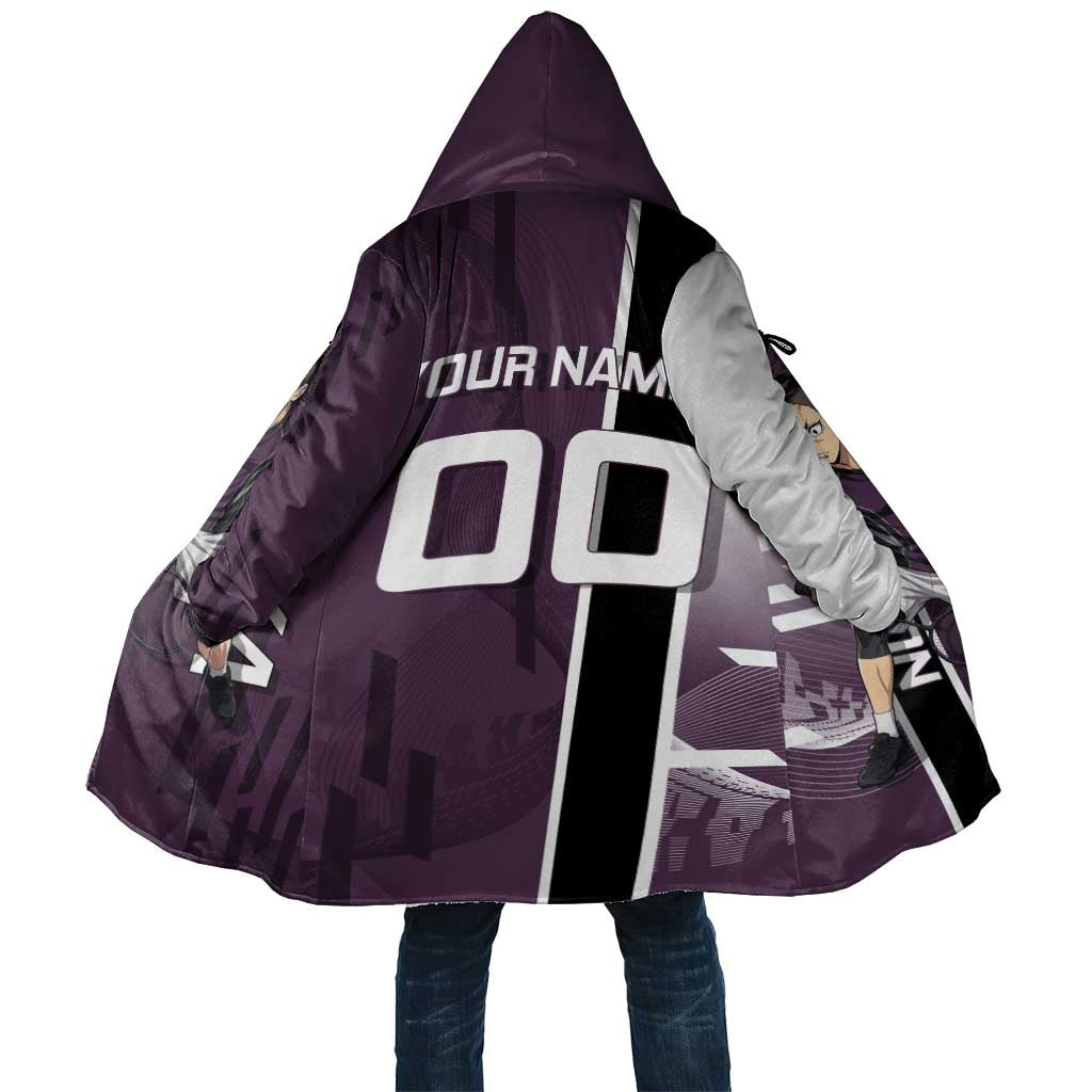 Personalized Shinazugawa Genya Demon Slayer Badminton Cloak with Racket Action Pose and Purple Black Graphic Design - The Mazicc