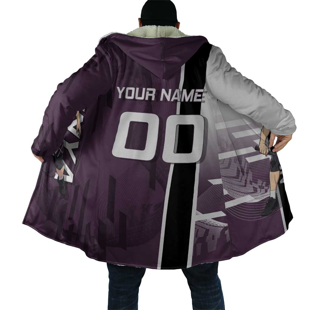 Personalized Shinazugawa Genya Demon Slayer Badminton Cloak with Racket Action Pose and Purple Black Graphic Design - The Mazicc