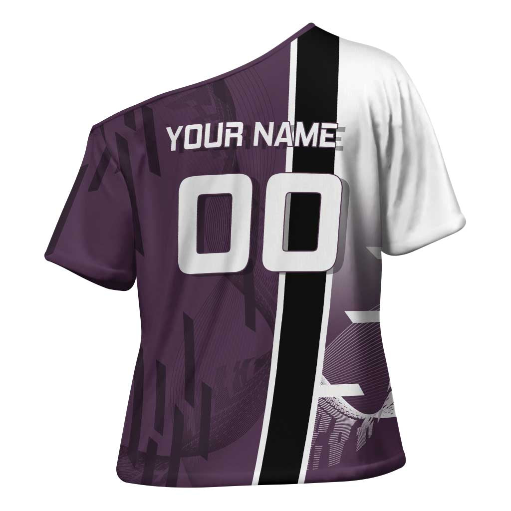 Personalized Shinazugawa Genya Demon Slayer Badminton Cross Shoulder Shirt with Racket Action Pose and Purple Black Graphic Design - The Mazicc