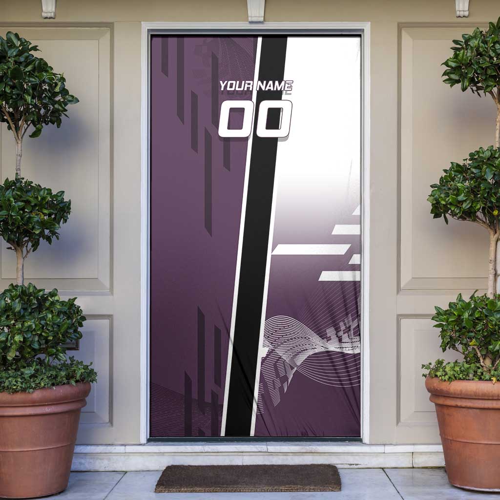 Personalized Shinazugawa Genya Demon Slayer Badminton Door Cover with Racket Action Pose and Purple Black Graphic Design - The Mazicc