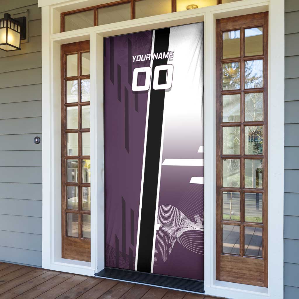 Personalized Shinazugawa Genya Demon Slayer Badminton Door Cover with Racket Action Pose and Purple Black Graphic Design - The Mazicc
